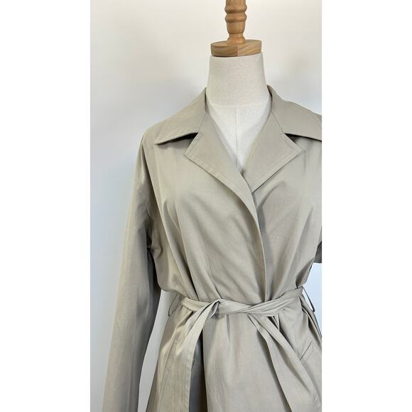Donna Karan Collection Y2K Vintage Beige 100% Cotton Tailored Trench Coat, wrap - Picture 2 of 11